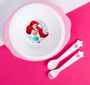 Набор Набор посуды "Самая красивая" Принцессы: Ариель тарелка 250мл, вилка, ложка
