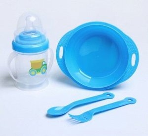 Набор Набор детской посуды «Малыш», 4 предмета: тарелка, поильник, ложка, вилка, от 5 мес.