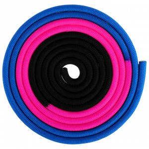 Скакалка гимнастическая утяжелённая трёхцветная, 3 м, 160 г, цвет синий/розовый/чёрный