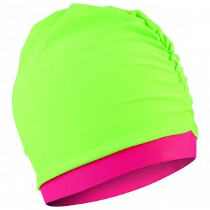 Шапочка для плавания объёмная двухцветная, лайкра, зеленый неон/фуксия