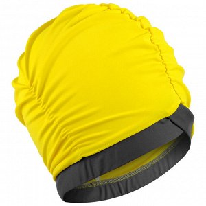 Шапочка для плавания объёмная двухцветная, лайкра, жёлтый/тёмно-серый