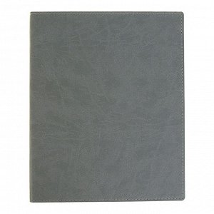 Бизнес-блокнот А4, 96 листов в клетку "Премиум", обложка из искусственной кожи, блок офсет, светло-серый