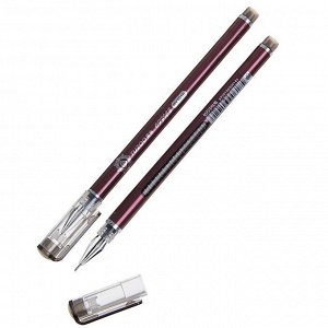 Ручка гелевая, 0.38 мм, чёрная, корпус бордовый, бесстержневая, игольчатый пишущий узел, «Кристалл»
