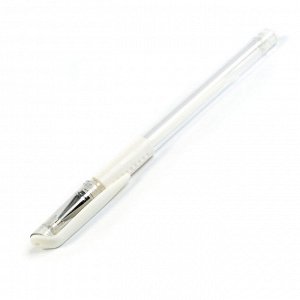 Ручка гелевая, 0.5 мм, белая, прозрачный корпус с резиновым держателем