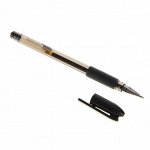 Ручка гелевая, 0.5 мм, чёрный стержень, тонированный корпус, с резиновым держателем
