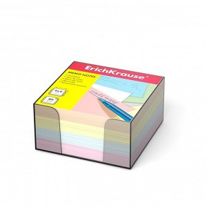 Блок бумаги для записей ErichKrause, 9 x 9 x 5 см, в пластиковом боксе, 80 г/м2, цветной
