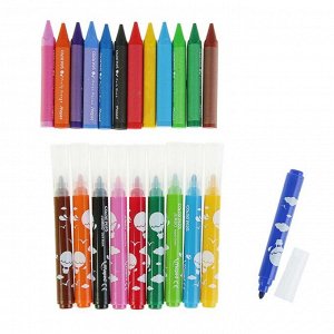 Детский набор для рисования Maped Color Peps Jumbo: раскраска + 12 мелков + 10 фломастеров, микс