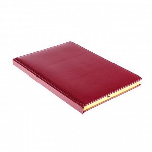 Ежедневник недатированный А4, 136 листов Sidney Nebraska, искусственная кожа, золотой срез, ляссе, бордовый