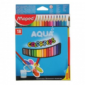 Карандаши акварельные, трёхгранные, 18 цветов Maped Color Peps, с кистью