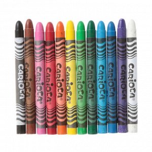 Мелки восковые 12 цветов Carioca "Wax Crayons" 95 мм, диаметр 8 мм, круглые, в картонной коробке