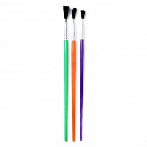 Набор кистей, нейлон, плоские, 3 шт., с пластиковыми цветными ручками