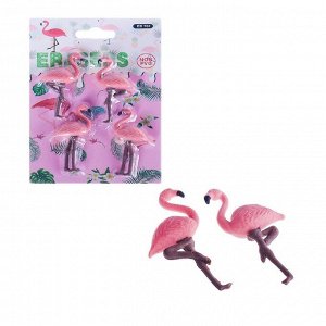 Набор ластиков фигурных, 4 штуки, «Фламинго», МИКС