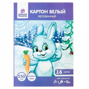 Картон белый А4, 16 листов, 230 г/м2, мелованный