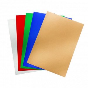 Картон цветной металлизированный А4, 5 листов х 5 цветов, deVENTE, 250 г/м?, в пластиковом пакете с европодвесом
