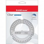 Транспортир 12 см 360°, Erich Krause Clear, точная угловая шкала, полибег