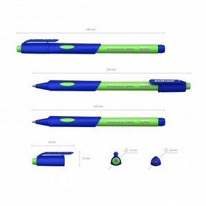 ERICH KRAUSE Ручка шариковая Ultra Glide ErgoLine Kids, эргономичный грип, узел 0.7 мм, чернила синие, длина письма 1500 метров, микс