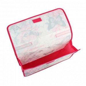 Папка-портфель на липучке, пластиковая, А4, 330 х 240 х 90, для девочки, ПМ-А4-23, «Розовые бабочки»