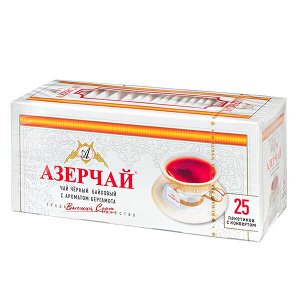 Чай АЗЕРЧАЙ Черный с бергамотом 25 пакетиков с конвертом 1 уп.х 24 шт.