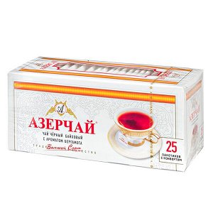 чай АЗЕРЧАЙ Черный с бергамотом 25 пакетиков с конвертом 1/24