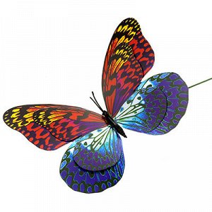 Декор "Бабочка" 15см, на проволке 30см, цвета микс (Китай)
