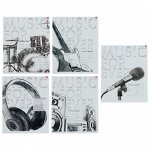 Тетрадь 24 листа в клетку &quot;Music. Black&amp;White&quot;, обложка мелованная бумага, ВД-лак, МИКС