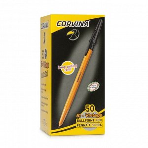 Ручка шариковая Corvina "51 Vintage" черные чернила, узел 1,0 мм, желтый корпус