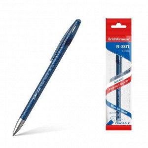 Ручка гелевая «Пиши-стирай» Erich Krause R-301 Magic Gel, узел 0.5 мм, чернила синие стираемые, длина письма 200 метров, 1 штука, в пакете с европодвесом