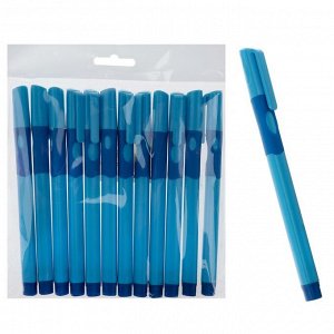 Ручка шариковая 0.7 мм, стержень синий, корпус синий с резиновым держателем, для правшей