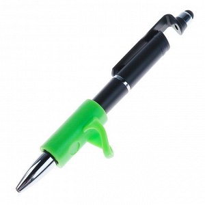 Ручка шариковая, стержень синий, со стилусом, с резиновым держателем, МИКС
