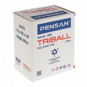 Ручка шариковая масляная Pensan "Triball", 8 ярких цветов, узел 1 мм, линия письма 0,5 мм, трехгранная, дисплей