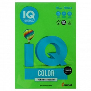 Бумага цветная А4 500 л, IQ COLOR, 80 г/м2, зеленый, MA42