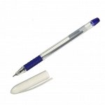Ручка шариковая, 1.0 мм, стержень синий, корпус прозрачный,с резиновым держателем