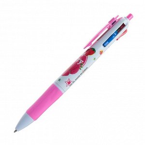 Ручка шариковая, автоматическая, 4-х цветная с рисунком, МИКС