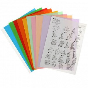 Бумага цветная для оригами и аппликации А4, 10 листов, 10 цветов «Забавная панда», со схемами, 80 г/м2