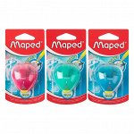 Точилка 1 отверстие с контейнером, Maped Clic, с защитой от сломанного грифеля, МИКС