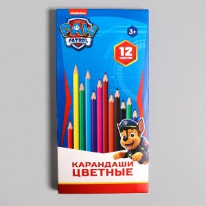 Карандаши цветные 12 цветов,  Paw Patrol