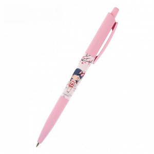 Ручка шариковая автоматическая HappyClick «Сакура», узел 0.5 мм, синие чернила, матовый корпус Silk Touch