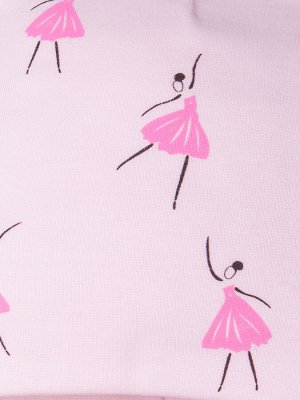 Шапка трикотажная для девочки формы лопата, балерины в розовых платьях + снуд,  светло-розовый
