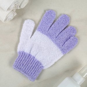 Мочалка-перчатка массажная Доляна, 14х18 см, полосатая, цвет МИКС