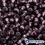 Бисер 27010 Чешский Preciosa 10/0, Прозрачный с серебряной полосой TSL, Фиолетовый, Круглый, (УТ0002482)