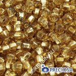 Бисер 17020 Чешский Preciosa 10/0, Фасовка 5г, Прозрачный с серебряной полосой TSL, Золотой, Круглый, (УТ0004566)