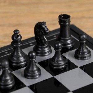 Настольная игра, набор 3 в 1 "Зук": нарды, шахматы, шашки, магнитная доска 24.5х24.5 см