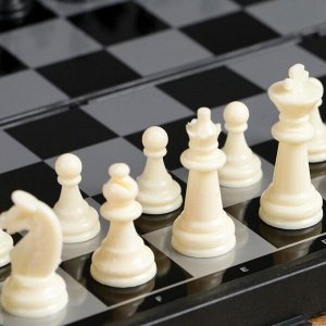 Настольная игра, набор 3 в 1 "Зук": нарды, шахматы, шашки, магнитная доска 24.5х24.5 см