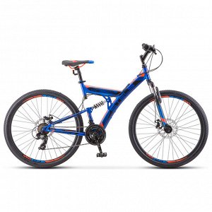 Велосипед 27,5" Stels Focus MD, V010, цвет синий/неоновый-красный, размер 19"