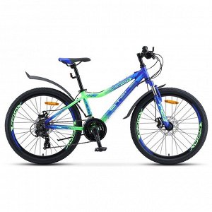 Велосипед 24" Stels Navigator-450 MD, V030, цвет синий/неоновый/зелёный, размер 13"
