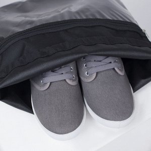 Мешок для обуви, отдел на шнурке, наружный карман, цвет чёрный