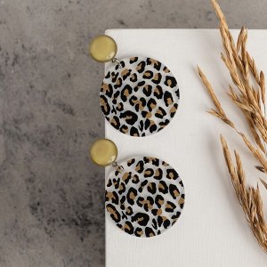 Серьги пластик «Танзания» круги гепард, цвет чёрно-коричневый, d=4