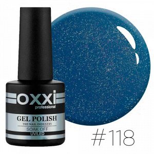 Гель лак Oxxi № 118(синий с мелкими бирюзовыми блестками)