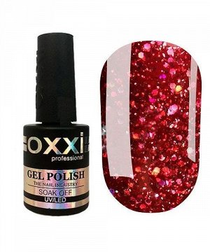 Гель лак Oxxi  STAR GEL №001(гранатовый красный, с блестками)