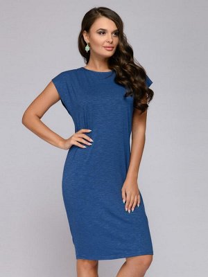 Платье-туника синяя с меланжевым эффектом
